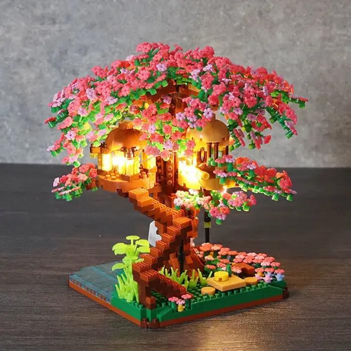 Ensemble de blocs de construction d'arbre bonsaï cerisier