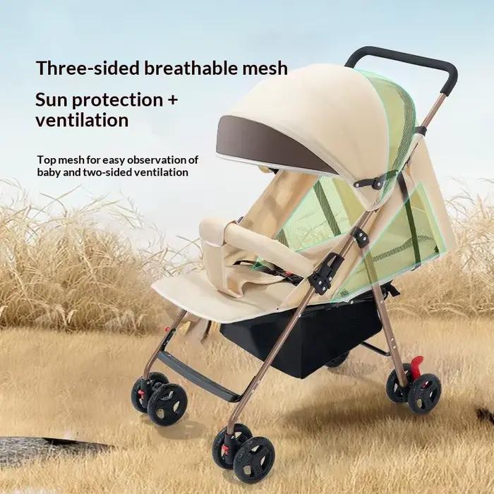 Poussette bébé pliable légère, pliage à une main, dossier réglable, amortissement des chocs, siège h