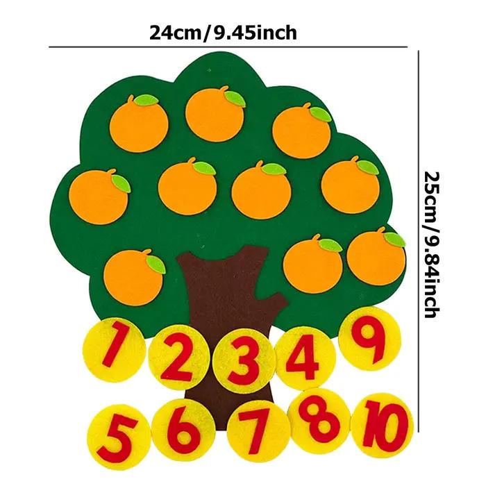 Puzzle d'arbres fruitiers en feutre pour enfants, 4 styles disponibles, jouets d'éducation précoce, couleurs de la maternelle, outils pédagogiques cognitifs aux fruits, occasion spéciale pour les enfants de 3 à 6 ans