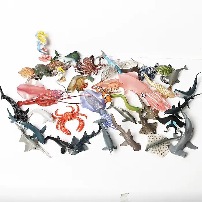Figurines réalistes d'animaux marins, orca, calmar, requins, dauphin, tortue, poisson-plongeur, pieuvre, figurines miniatures, jouets éducatifs, cadeau pour enfants