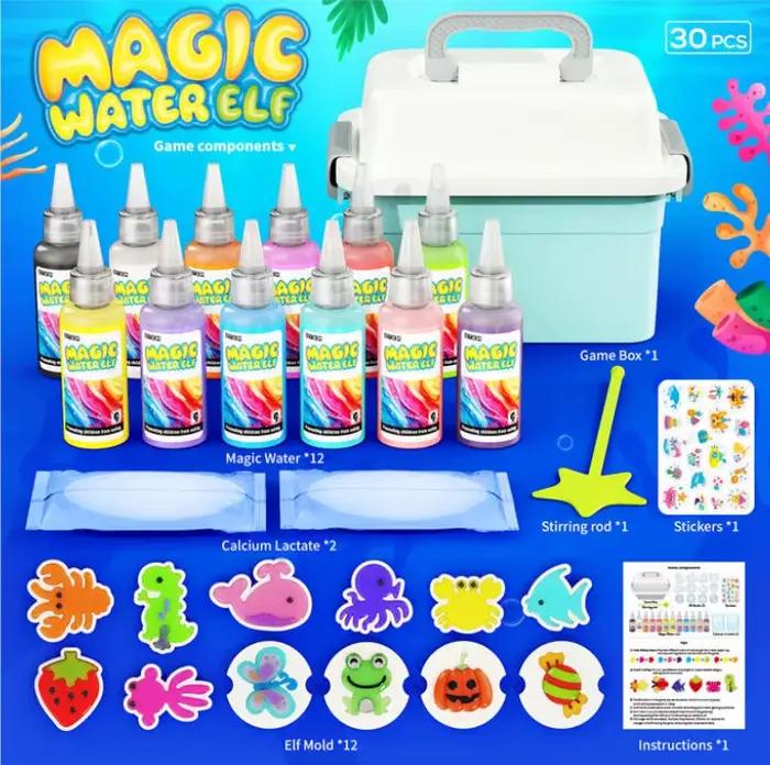 Jouet de perles d'eau en Gel magique: Kit de jardin féerique DIY de 12 paquets avec moules, jouets spongieux sensoriels STEM, cadeau d'anniversaire créatif pour les enfants
