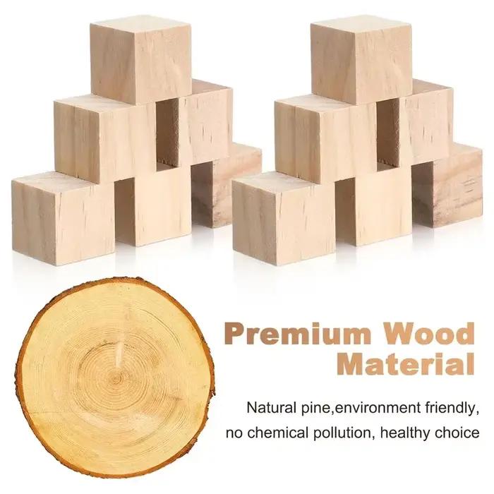 Cubes en bois naturels de 4cm pour artisanat, peinture et construction de puzzles pour enfants et adultes occasions spéciales