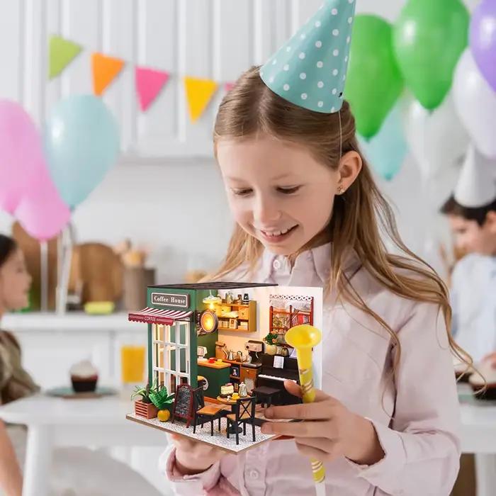 Kit de Construction de Modèle de Maison de Course Miniature en Bois Puzzle 3D Éducateur Architectural Occasions Spéciales Enfants Adolescents