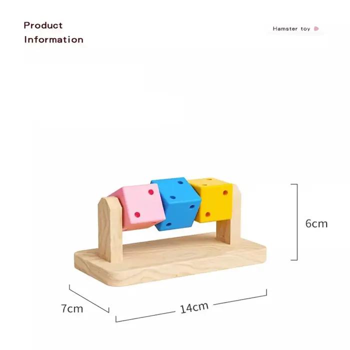 Jouet à mâcher en bois coloré brun foncé en forme de cube de Rubik pour petits oiseaux perroquets hamsters occasions spéciales distractions ludiques sécurité durable