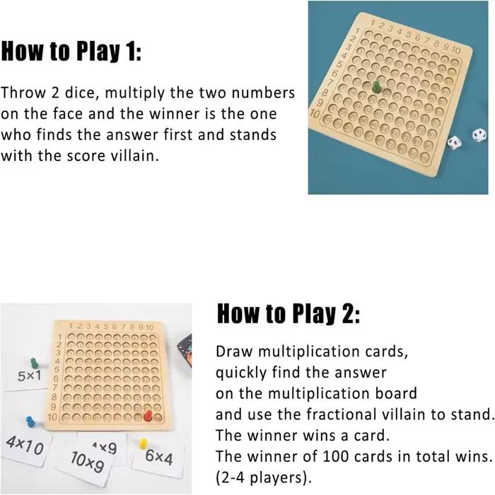 Jeu de jouets de table de multiplication de nouveauté