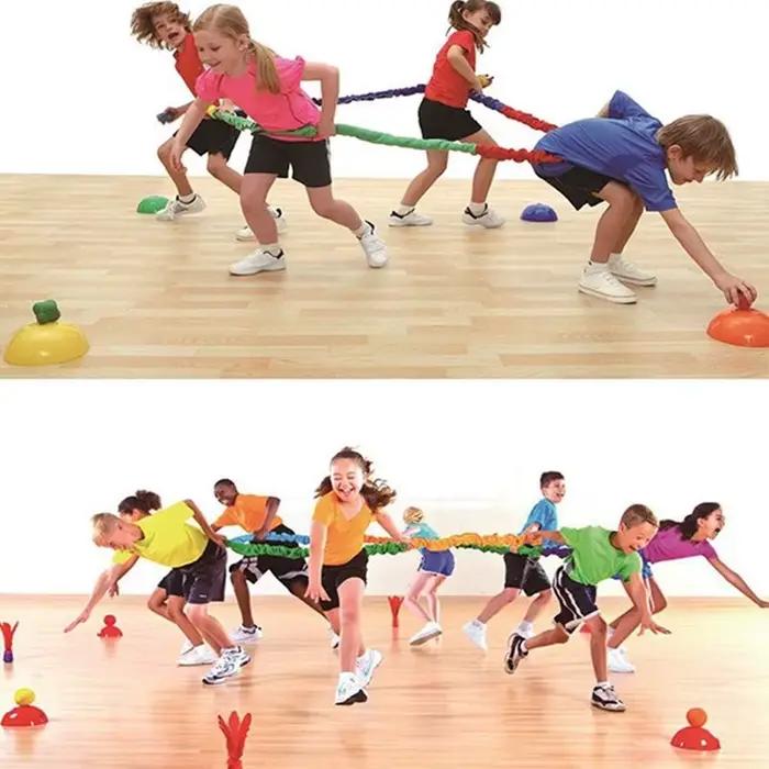 Jeux de groupe en plein air bandes élastiques multicolores pour adultes et enfants activités de team building coordination et déplacement sensoriel
