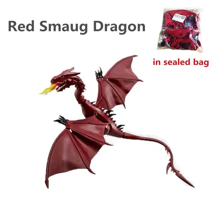 Série médiévale magique Dragon volant rouge Smaug flamme
