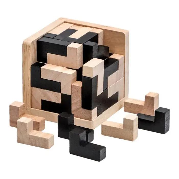 Puzzle Cube 3D Luban Jouet Educatif En Bois Cerveau Qi Esprit Jeu Apprentissage Précoce Cadeau Enfant Occasions Spéciales