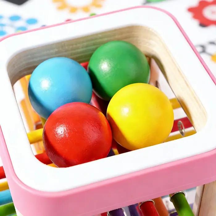 Jouet de traction de bâton en bois lisse et poli pour tout-petits, bois résistant aux fissures, jeu de bâton coloré avec boules de dés, apprentissage par le jeu, coordination œil-main, motricité fine, activités physiques, occasions spéciales, cadeaux de naissance, anniversaires