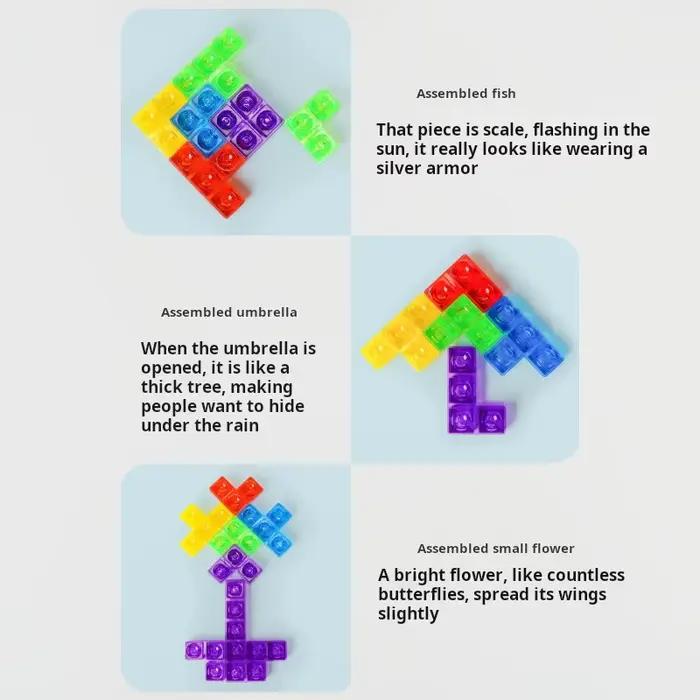 Jeu de Puzzle Tetris Blocs Carrés Mutés Boîte Aléatoire Jeu Société Jouets Éducatifs Petite Enfance Occasions Spéciales