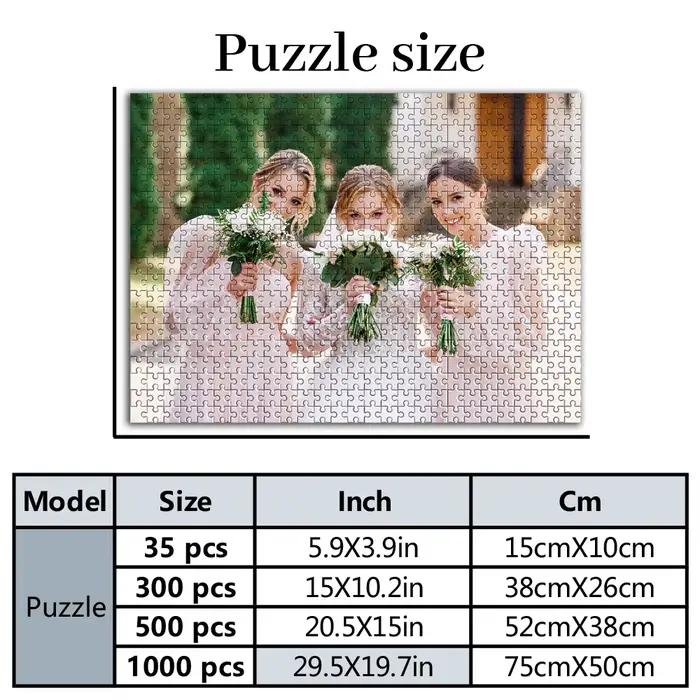 Puzzle photo personnalisable 35 300 500 1000 pièces portrait fait main cadeau d'anniversaire téléchargement photos occaions spéciales