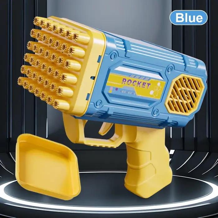 Pistolet à bulles KNYYSECQ à 42 trous pour enfants de 3 à 6 ans activités de plein air et fêtes d'anniversaire en bleu ou rose
