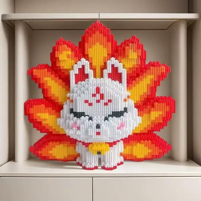 Ensemble de puzzle 3D renard rouge à neuf queues, 3629 pièces, kit de construction de modèles DIY exquis, adapté aux cadeaux d'anniversaire et de vacances