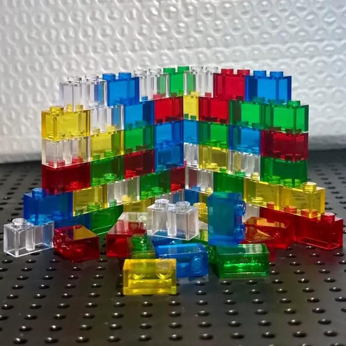 Briques à petites particules transparentes 1x2, bloc de construction classique, pièces en vrac, acce