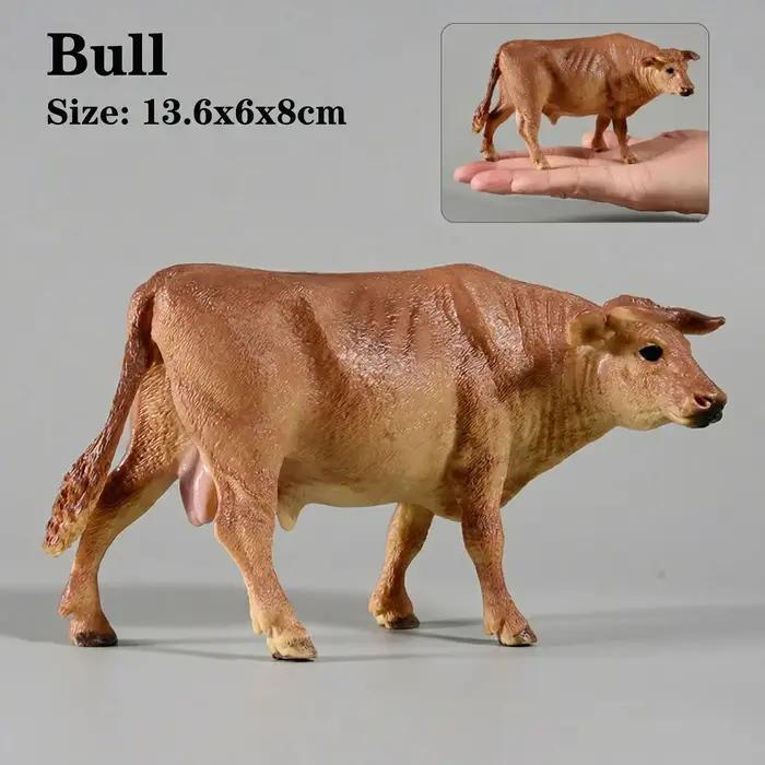 Ensemble d'animaux de ferme éducatifs de simulation - Figurines d'action de taureau, bovins et vaches mignons, jouet pour enfants, cadeau