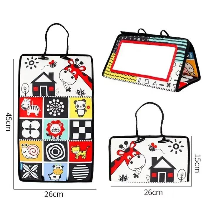 Miroir Tummy Time pour Nouveau-Né Noir et Blanc Montessori Jouet Sensoriel Activités à Contraste Élevé pour Développement Physique et Cognitif Occasions de Jeu Libre et Temps de Ventre