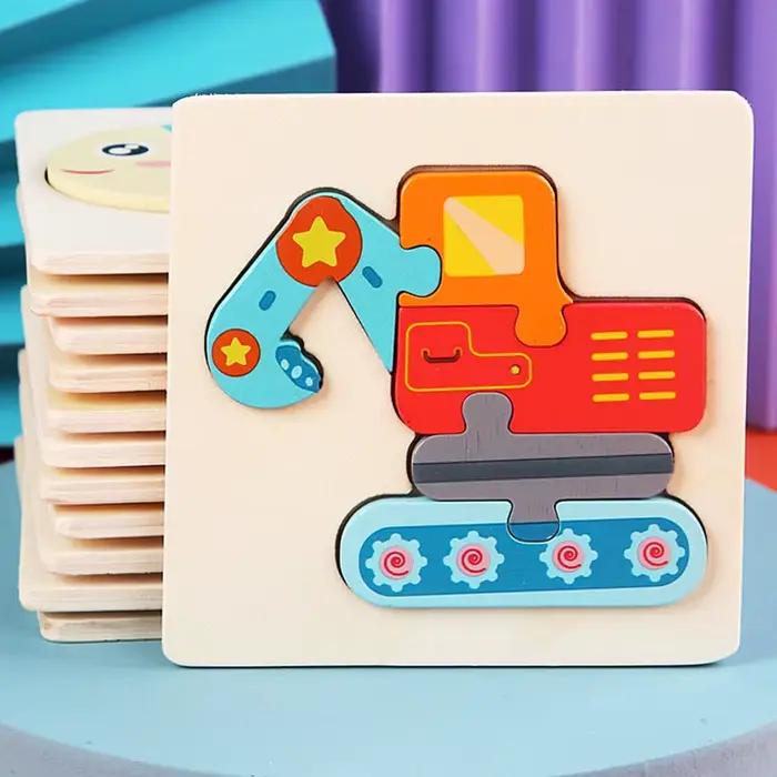 Jouets éducatifs en bois 3D animaux de dessin animé puzzle éducatif pour enfants occasions spéciales anniversaire noël