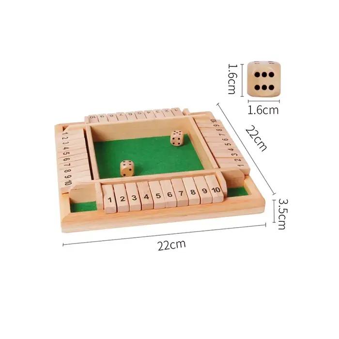 Flaps mathématiques en bois pour 2 à 4 joueurs et boîte de dés