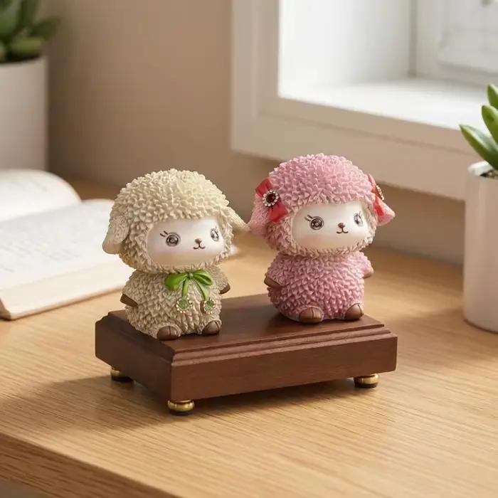 Figurine de petit mouton mignonne, décoration de bureau haut de gamme, un cadeau pour l'année du mouton.