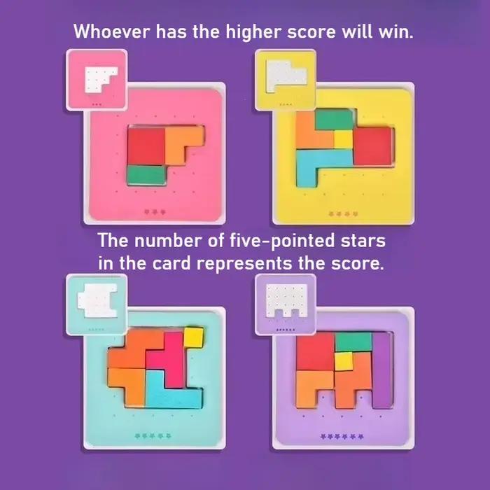 Puzzle Montessori éducatif en bois pour enfants, jeux de bataille rapide et tangram, formation de couleurs et de formes, blocs de construction, trois dimensions, cadeau éducatif pour occasions spéciales
